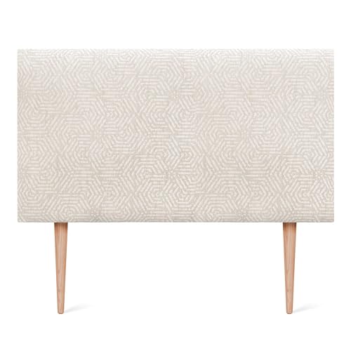 DHOME Exklusives Glatt Gepolstertes Kopfteil Serie Luxury Edition mit Beinen Wandmontage Akustisch Absorbierend Kopfstütze für Bett und Schlafzimmer (Ethnic White, 95cm, 8cm Dicke) von DHOME