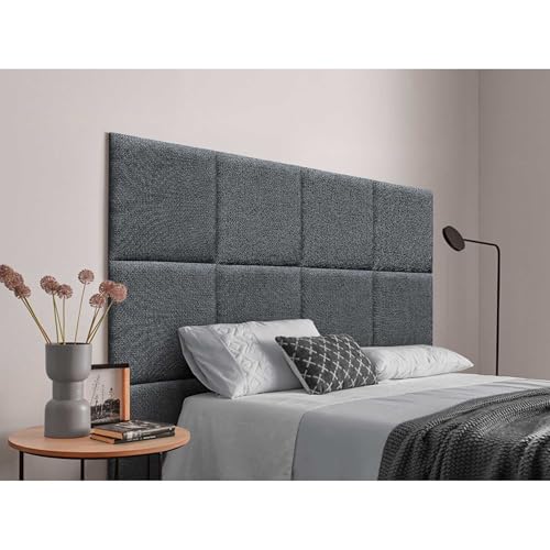 DHOME Gepolstertes Kopfteil Bestehend aus Austauschbaren Selbstklebenden Paneelen Luxury Edition Serie Luxusbett Schlafzimmer Gepolstert (Silver Ebony, 140cm) von DHOME