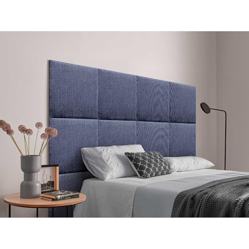 DHOME Gepolstertes Kopfteil Bestehend aus Austauschbaren Selbstklebenden Paneelen Luxury Edition Serie Luxusbett Schlafzimmer Gepolstert (Silver Marine, 80cm) von DHOME