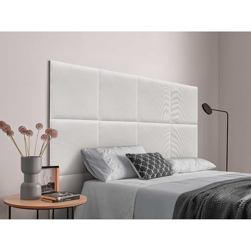 DHOME Gepolstertes Kopfteil Bestehend aus Austauschbaren Selbstklebenden Paneelen Luxury Edition Serie Luxusbett Schlafzimmer Gepolstert (Silver Nacar, 200cm) von DHOME