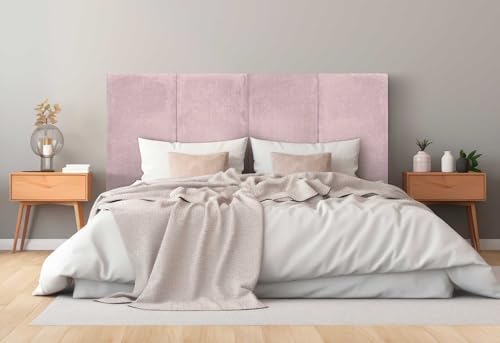 DHOME Gepolstertes Kopfteil Premium Cord Schmutzabweisend Modulares Design Vertikal Selbstklebend Bett Kopfteil Schlafzimmer gepolstertes Bettzeug (Altrosa, 200cm, Höhe 135cm, x4) von DHOME