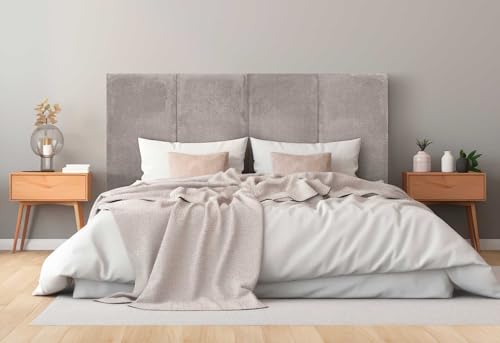 DHOME Gepolstertes Kopfteil Premium Cord Schmutzabweisend Modulares Design Vertikal Selbstklebend Bett Kopfteil Schlafzimmer gepolstertes Bettzeug (Braun, 210cm, Höhe 135cm, x5) von DHOME
