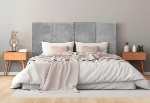 DHOME Gepolstertes Kopfteil Premium Cord Schmutzabweisend Modulares Design Vertikal Selbstklebend Bett Kopfteil Schlafzimmer gepolstertes Bettzeug (Grau, 95cm, Höhe 135cm, x2) von DHOME
