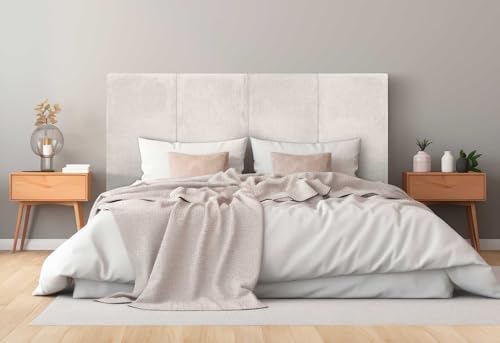 DHOME Gepolstertes Kopfteil Premium Cord Schmutzabweisend Modulares Design Vertikal Selbstklebend Bett Kopfteil Schlafzimmer gepolstertes Bettzeug (Knochenweiß, 90cm, Höhe 135cm, x2) von DHOME