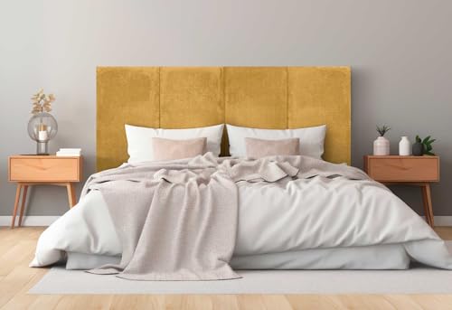 DHOME Gepolstertes Kopfteil Premium Cord Schmutzabweisend Modulares Design Vertikal Selbstklebend Bett Kopfteil Schlafzimmer gepolstertes Bettzeug (Senf, 90cm, Höhe 135cm, x2) von DHOME