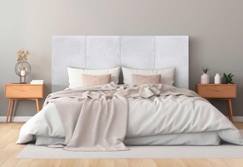 DHOME Gepolstertes Kopfteil Premium Cord Schmutzabweisend Modulares Design Vertikal Selbstklebend Bett Kopfteil Schlafzimmer gepolstertes Bettzeug (Weiß, 220cm, Höhe 80cm, x5) von DHOME