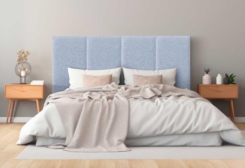 DHOME Gepolstertes Kopfteil aus Luxury Stoff Fleckenabweisend Vertikales Modulares Design Selbst (Espigas Azul, 210cm, Höhe 80cm, x5) von DHOME