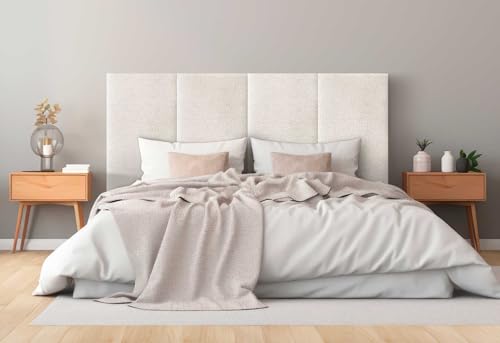 DHOME Gepolstertes Kopfteil aus Luxury Stoff Fleckenabweisend Vertikales Modulares Design Selbst (Ethnic White, 135cm, Höhe 135cm, x3) von DHOME