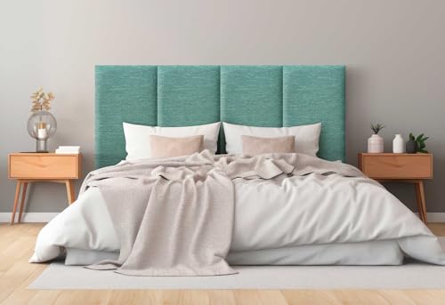 DHOME Gepolstertes Kopfteil aus Luxury Stoff Fleckenabweisend Vertikales Modulares Design Selbst (Lineal Green, 210cm, Höhe 135cm, x5) von DHOME