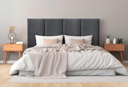 DHOME Gepolstertes Kopfteil aus Luxury Stoff Fleckenabweisend Vertikales Modulares Design Selbst (Silver Ebony, 80cm, Altura 80cm, x2) von DHOME