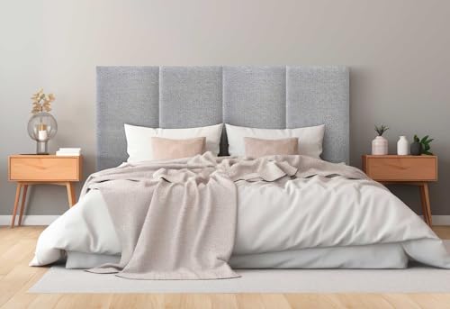 DHOME Gepolstertes Kopfteil aus Luxury Stoff Fleckenabweisend Vertikales Modulares Design Selbst (Silver Grey, 140cm, Höhe 80cm, x3) von DHOME