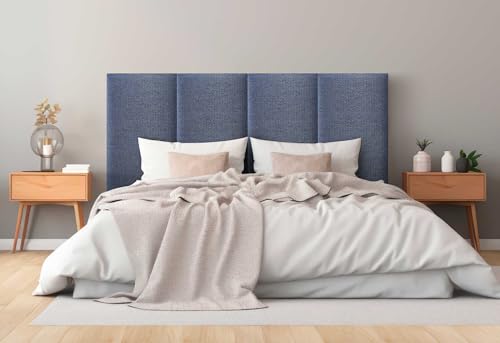DHOME Gepolstertes Kopfteil aus Luxury Stoff Fleckenabweisend Vertikales Modulares Design Selbst (Silver Marine, 180cm, Höhe 80cm, x4) von DHOME