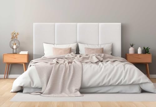 DHOME Gepolstertes Kopfteil aus Luxury Stoff Fleckenabweisend Vertikales Modulares Design Selbst (Silver Nacar, 140cm, Höhe 135cm, x3) von DHOME
