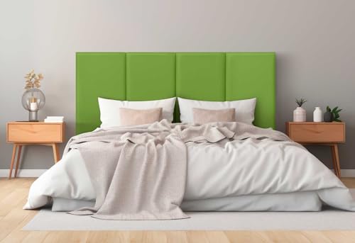 DHOME Gepolstertes Kopfteil aus Premium Kunstleder Fleckenabweisend Vertikales modulares Design Selbstklebend Bettkopfteil für Schlafzimmer Gepolstert (Grün, 135cm, Höhe 80cm, x3) von DHOME