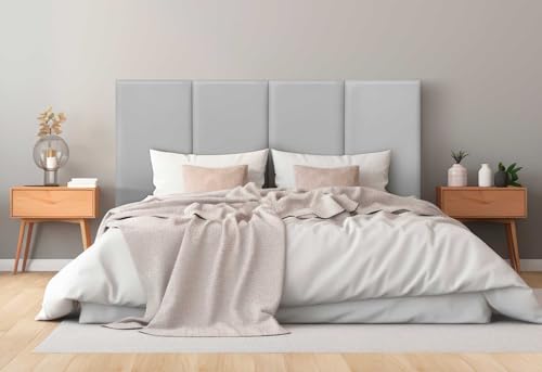DHOME Gepolstertes Kopfteil aus Premium Kunstleder Fleckenabweisend Vertikales modulares Design Selbstklebend Bettkopfteil für Schlafzimmer Gepolstert (Hellgrau, 210cm, Höhe 80cm, x5) DHOME Gepolstertes Kopfteil aus Premium Kunstleder Fleckenabweisend Vertikales modulares Design Selbstklebend Bettkopfteil für Schlafzimmer Gepolstert (Hellgrau, 210cm, Höhe 80cm, x5) von DHOME