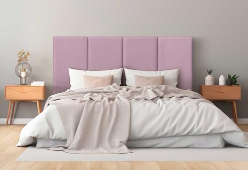 DHOME Gepolstertes Kopfteil aus Premium Kunstleder Fleckenabweisend Vertikales modulares Design Selbstklebend Bettkopfteil für Schlafzimmer Gepolstert (Rosa, 140cm, Höhe 80cm, x3) von DHOME