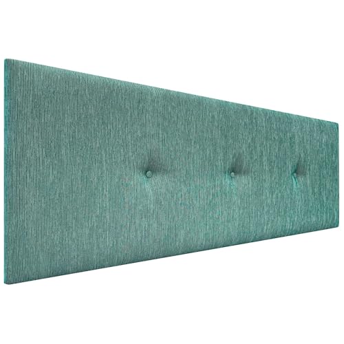 DHOME Gepolstertes Kopfteil aus Luxuriösem Glattem Stoff mit Knöpfen Kopfteil für Bett Gepolstert Luxusausführung (Lineal Green, 135x50cm) von DHOME
