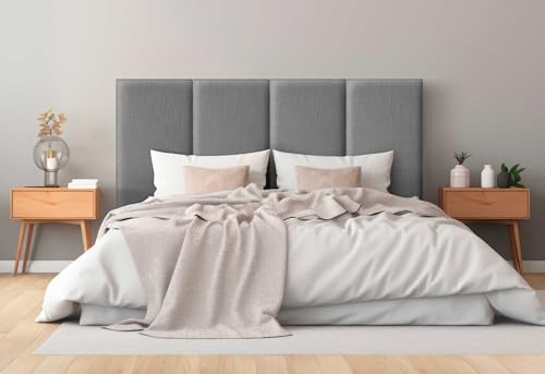 DHOME Gepolstertes Kopfteil Leinen Natürliches Glattes Fleckenbeständiges Modulares Design Vertikales Selbstklebendes Bett Kopfteil Schlafzimmer Polsterung (Dunkelgrau, 210cm, Höhe 135cm, x5) von DHOME