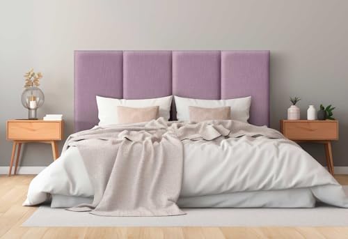 DHOME Gepolstertes Kopfteil Leinen Natürliches Glattes Fleckenbeständiges Modulares Design Vertikales Selbstklebendes Bett Kopfteil Schlafzimmer Polsterung (Lila, 220cm, Höhe 135cm, x5) von DHOME