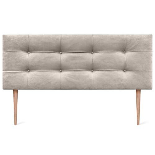 DHOME Kopfteil, Capitoné Bett Kopfteile. Gepolstertes Kopfteil ACUALINE Stoff und Kunstleder. Kopfteile für Doppel- und Einzelbetten. (Stoff Beige, 160x115cm Mit Füßen (Betten 150/160)) von DHOME