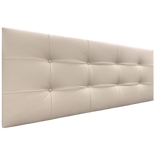 DHOME Kopfteil, gepolstertes Bett Kopfteil 8cm dick. Gepolstertes Kopfteil ACUALINE Stoff und Kunstleder. Bett-Kopfteile (Kuntsleder Beige, 160cm (Betten 150/160)) von DHOME