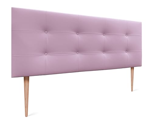 DHOME Kopfteil, gepolstertes Bett Kopfteil 8cm dick. Gepolstertes Kopfteil ACUALINE Stoff und Kunstleder. Bett-Kopfteile (Kuntsleder Rosa, 150x115cm Mit Füßen (Betten 150/160)) von DHOME