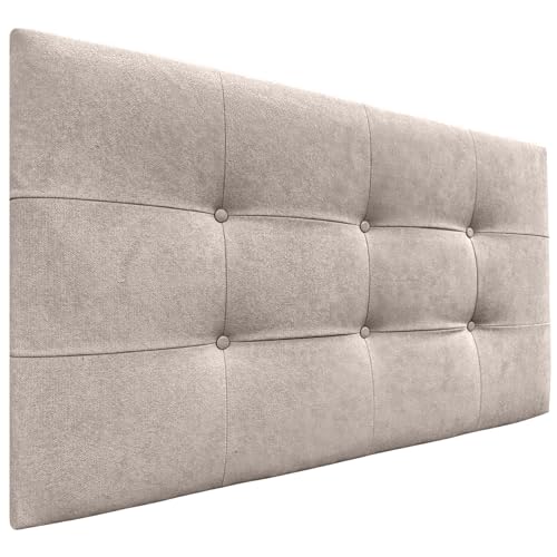 DHOME Kopfteil, gepolstertes Bett Kopfteil 8cm dick. Gepolstertes Kopfteil ACUALINE Stoff und Kunstleder. Bett-Kopfteile (Stoff Beige, 105cm (Betten 80/90/105)) von DHOME