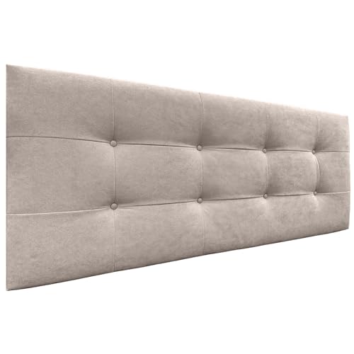 DHOME Kopfteil, gepolstertes Bett Kopfteil 8cm dick. Gepolstertes Kopfteil ACUALINE Stoff und Kunstleder. Bett-Kopfteile (Stoff Beige, 135cm (Betten 120/135/140)) von DHOME