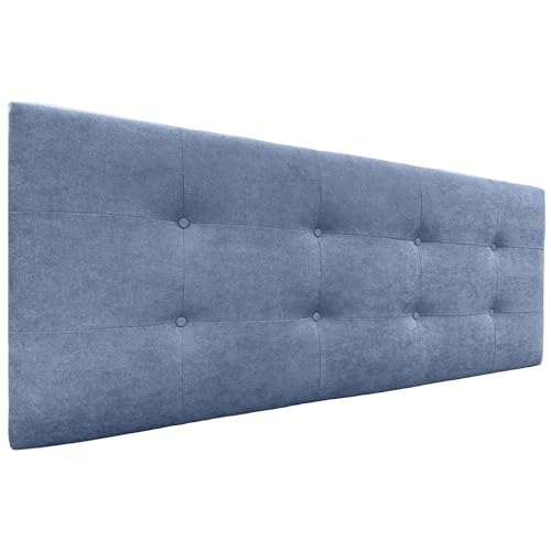 DHOME Kopfteil, gepolstertes Bett Kopfteil 8cm dick. Gepolstertes Kopfteil ACUALINE Stoff und Kunstleder. Bett-Kopfteile (Stoff Blau, 160cm (Betten 150/160)) von DHOME