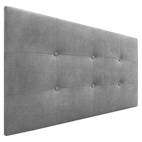DHOME Kopfteil, gepolstertes Bett Kopfteil 8cm dick. Gepolstertes Kopfteil ACUALINE Stoff und Kunstleder. Bett-Kopfteile (Stoff Grau, 105cm (Betten 80/90/105)) von DHOME