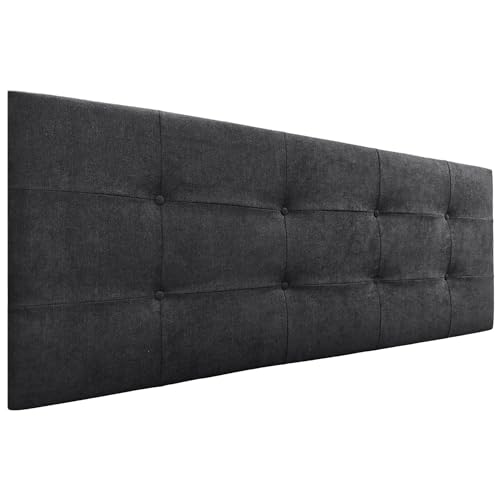 DHOME Kopfteil, gepolstertes Bett Kopfteil 8cm dick. Gepolstertes Kopfteil ACUALINE Stoff und Kunstleder. Bett-Kopfteile (Stoff Schwarz, 150cm (Betten 150/160)) von DHOME