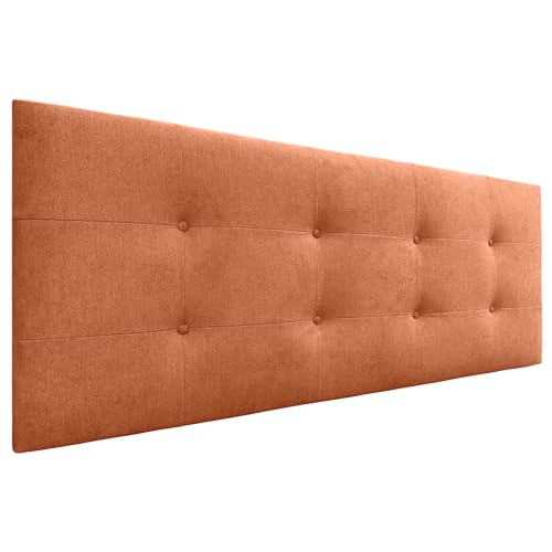 DHOME Kopfteil Capitone gepolstert Kunstleder oder Stoff Acualine 8cm Dicke New Range Farben Bett Kopfteil gepolstert Bettzeug Schlafzimmer (Stoff Orange, 160x60cm (150/160)) von DHOME