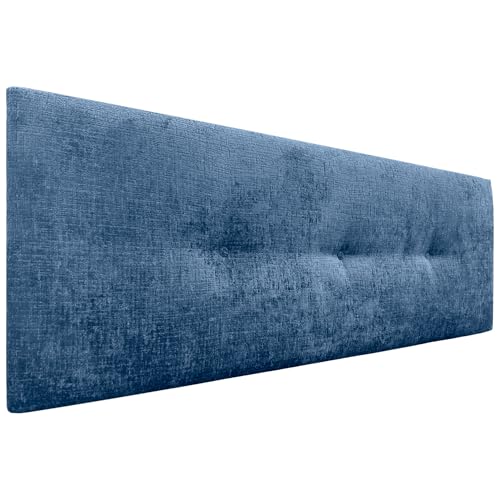 DHOME Kopfteil Natürliche Wolle Finish mit Knöpfen gepolstert Kopfteil Bett Schlafzimmer gepolstert Bettwäsche Winter Luxury (Blaue Wolle, 135x50cm (120/135)) von DHOME