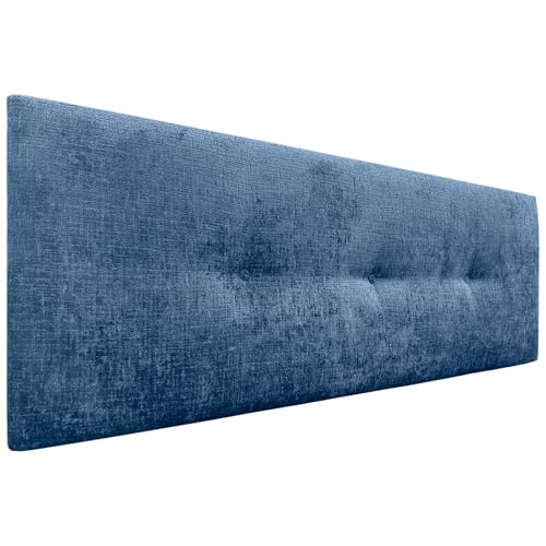DHOME Kopfteil Natürliche Wolle Finish mit Knöpfen gepolstert Kopfteil Bett Schlafzimmer gepolstert Bettwäsche Winter Luxury (Blaue Wolle, 145x50cm (135/140)) von DHOME