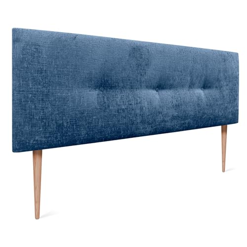 DHOME Kopfteil Natürliche Wolle Finish mit Knöpfen gepolstert Kopfteil Bett Schlafzimmer gepolstert Bettwäsche Winter Luxury (Blaue Wolle, 160x105cm (150/160)) von DHOME