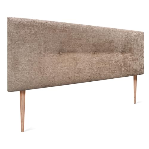 DHOME Kopfteil Natürliche Wolle Finish mit Knöpfen gepolstert Kopfteil Bett Schlafzimmer gepolstert Bettwäsche Winter Luxury (Braune Wolle, 160x105cm (150/160)) von DHOME