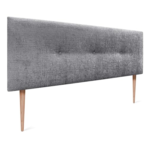 DHOME Kopfteil Natürliche Wolle Finish mit Knöpfen gepolstert Kopfteil Bett Schlafzimmer gepolstert Bettwäsche Winter Luxury (Graue Wolle, 160x105cm (150/160)) von DHOME