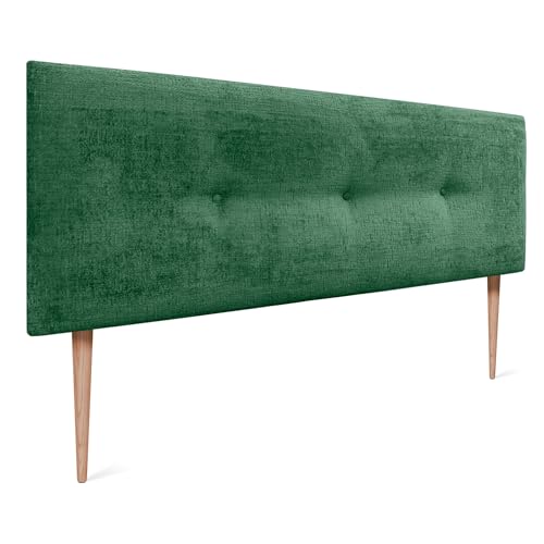 DHOME Kopfteil Natürliche Wolle Finish mit Knöpfen gepolstert Kopfteil Bett Schlafzimmer gepolstert Bettwäsche Winter Luxury (Grüne Wolle, 145x105cm (140/135)) von DHOME