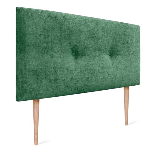 DHOME Kopfteil Natürliche Wolle Finish mit Knöpfen gepolstert Kopfteil Bett Schlafzimmer gepolstert Bettwäsche Winter Luxury (Grüne Wolle, 95x105cm (90)) von DHOME