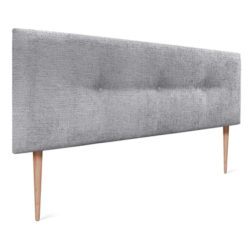 DHOME Kopfteil Natürliche Wolle Finish mit Knöpfen gepolstert Kopfteil Bett Schlafzimmer gepolstert Bettwäsche Winter Luxury (Hellgraue Wolle, 160x105cm (150/160)) von DHOME