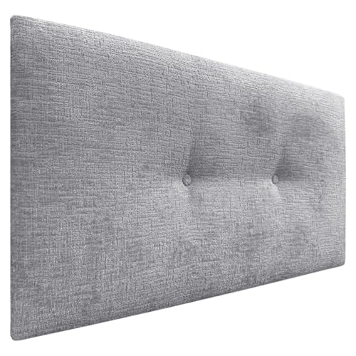DHOME Kopfteil Natürliche Wolle Finish mit Knöpfen gepolstert Kopfteil Bett Schlafzimmer gepolstert Bettwäsche Winter Luxury (Hellgraue Wolle, 95x50cm (90)) von DHOME