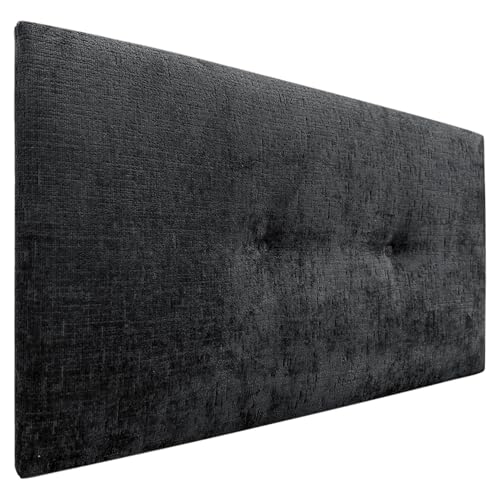 DHOME Kopfteil Natürliche Wolle Finish mit Knöpfen gepolstert Kopfteil Bett Schlafzimmer gepolstert Bettwäsche Winter Luxury (Schwarze Wolle, 95x50cm (90)) von DHOME