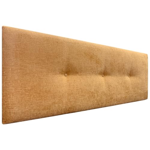 DHOME Kopfteil Natürliche Wolle Finish mit Knöpfen gepolstert Kopfteil Bett Schlafzimmer gepolstert Bettwäsche Winter Luxury (Senf Wolle, 160x50cm (150/160)) von DHOME