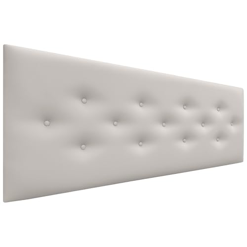 DHOME Kopfteil aus Kunstleder oder ACUALINE Stoff mit 3 versetzt angeordneten Knopfreihen Gepolstertes Luxus Kopfteil für Betten (Kunstleder Knochenweiß, 160cm) von DHOME