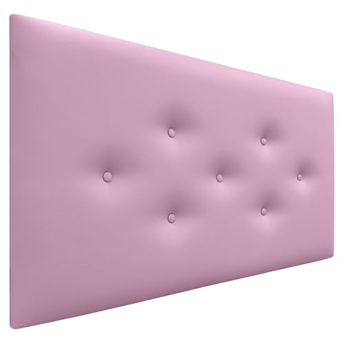 DHOME Kopfteil aus Kunstleder oder ACUALINE Stoff mit 3 versetzt angeordneten Knopfreihen Gepolstertes Luxus Kopfteil für Betten (Kunstleder Rosa, 105cm) von DHOME
