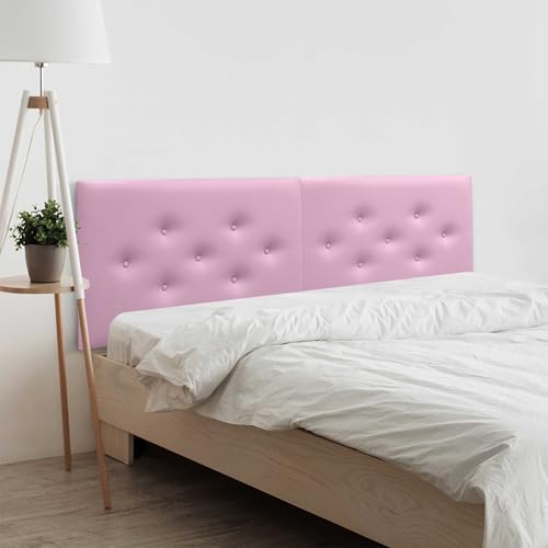 DHOME Kopfteil aus Kunstleder oder ACUALINE-Stoff mit 3 versetzt angeordneten Knopfreihen Gepolstertes Luxus Kopfteil für Betten (Kunstleder Rosa, 180cm Dual) von DHOME