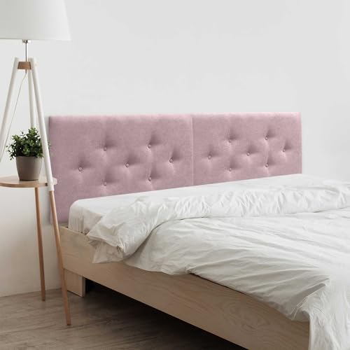 DHOME Kopfteil aus Kunstleder oder ACUALINE-Stoff mit 3 versetzt angeordneten Knopfreihen Gepolstertes Luxus Kopfteil für Betten (Rosa Stoff, 180cm Dual) von DHOME