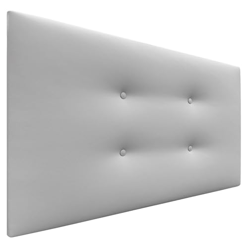 DHOME Kopfteil aus Kunstleder oder Acualinstoff mit 2 Knopfreihen Range Kopfteil für gepolstertes Luxusbett (Kunstleder Hellgrau, 105x50cm (Betten 80/90/105)) von DHOME