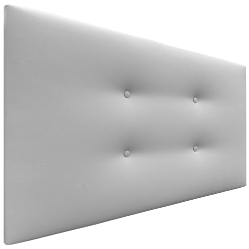 DHOME Kopfteil aus Kunstleder oder Acualinstoff mit 2 Knopfreihen Range Kopfteil für gepolstertes Luxusbett (Kunstleder Hellgrau, 95x50cm (Betten 80/90)) von DHOME