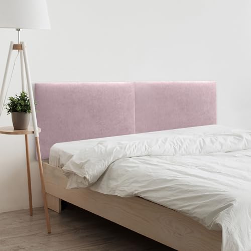 DHOME Kopfteil aus Kunstleder oder Stoff, Acualine, einfarbig, zweiteilig, 2-teilig, gepolstert, modernes Design, rosa Stoff, 210 cm (200 Bett) von DHOME